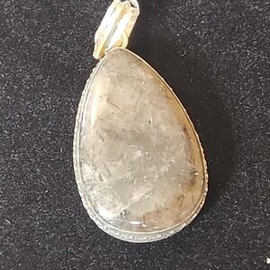 925 Sterling‎ Silver 2in Himalayan Black Tourmaline Pendant